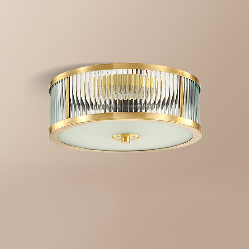 Verre Brass Flush Mount in Colonical Classic Style Copper Circulaire Ceiling Light for Living Room