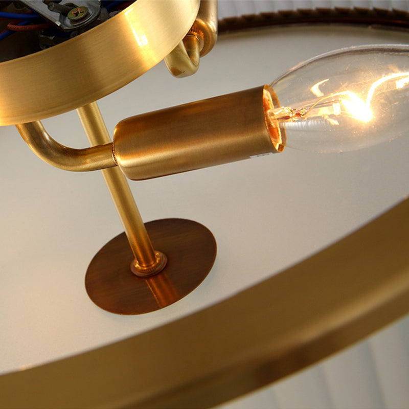 Verre Brass Flush Mount in Colonical Classic Style Copper Circulaire Ceiling Light for Living Room