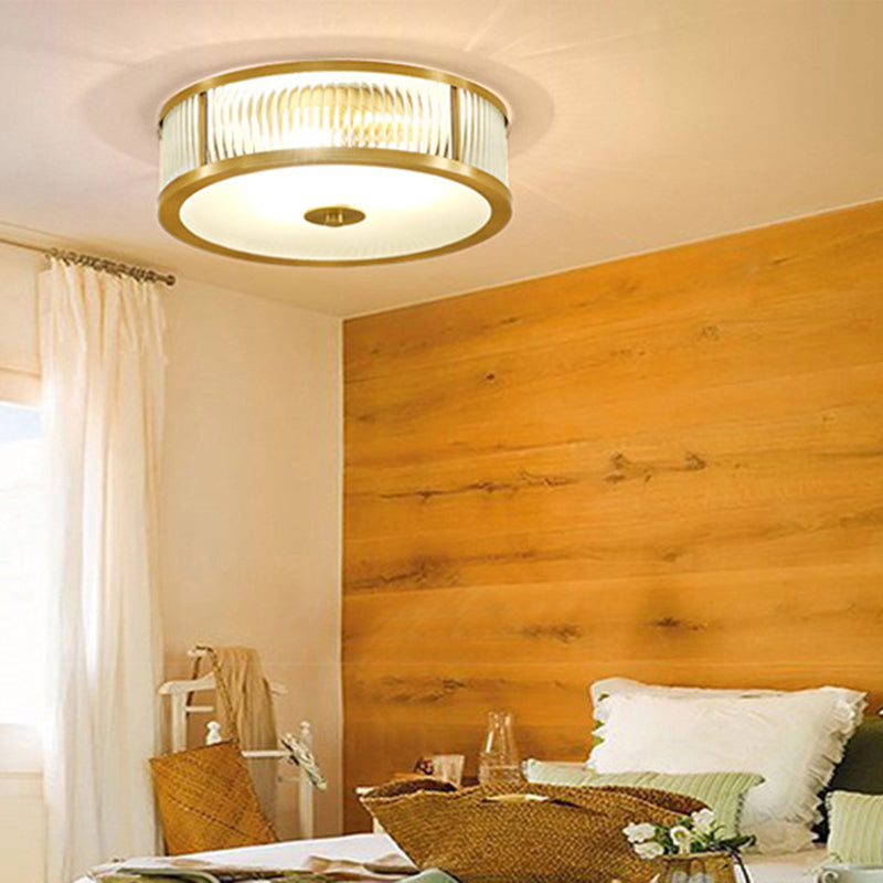 Verre Brass Flush Mount in Colonical Classic Style Copper Circulaire Ceiling Light for Living Room