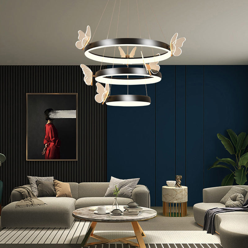 Accesorios de iluminación de techo contemporáneo de techo de techo de techo de metal de 3 niveles