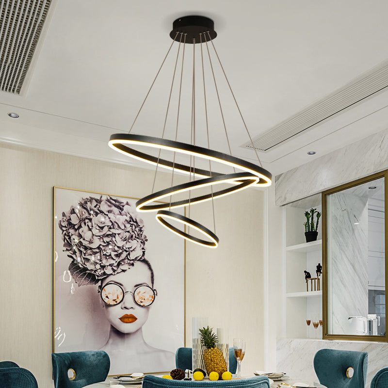 Anillo de 3 luces Luz de techo colgante de lámpara de lámpara de metal de estilo moderno