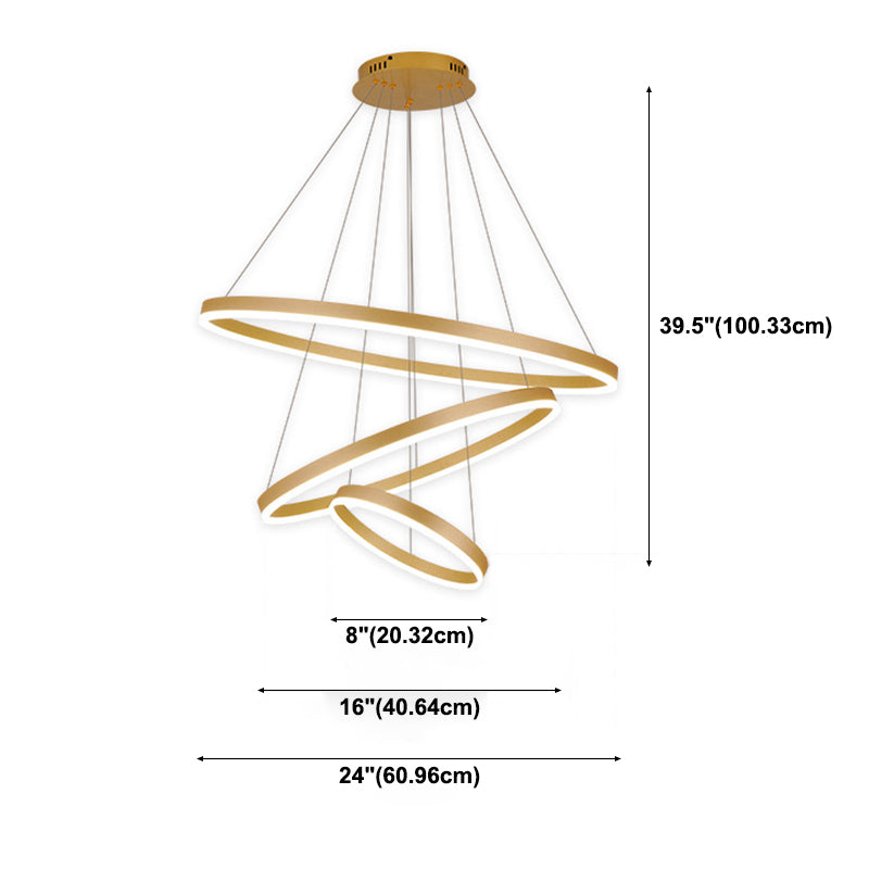 Anillo de 3 luces Luz de techo colgante de lámpara de lámpara de metal de estilo moderno