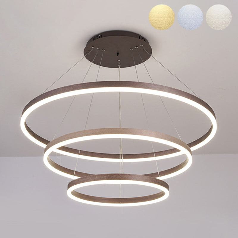 Anillo de 3 luces Luz de techo colgante de lámpara de lámpara de metal de estilo moderno