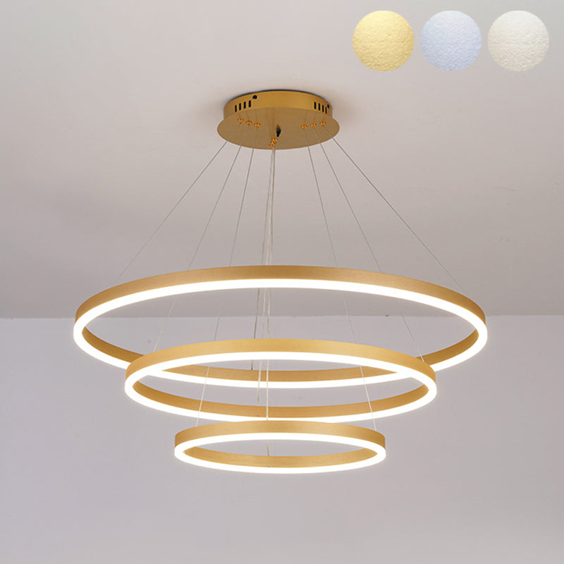 Anillo de 3 luces Luz de techo colgante de lámpara de lámpara de metal de estilo moderno