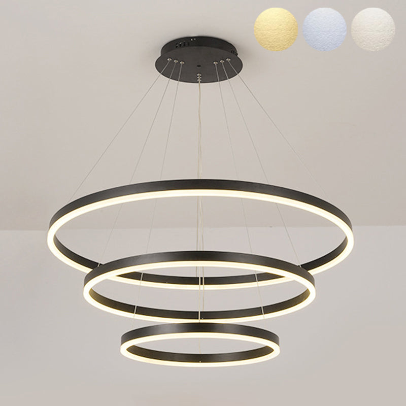 Anillo de 3 luces Luz de techo colgante de lámpara de lámpara de metal de estilo moderno