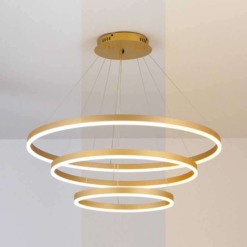Anillo de 3 luces Luz de techo colgante de lámpara de lámpara de metal de estilo moderno