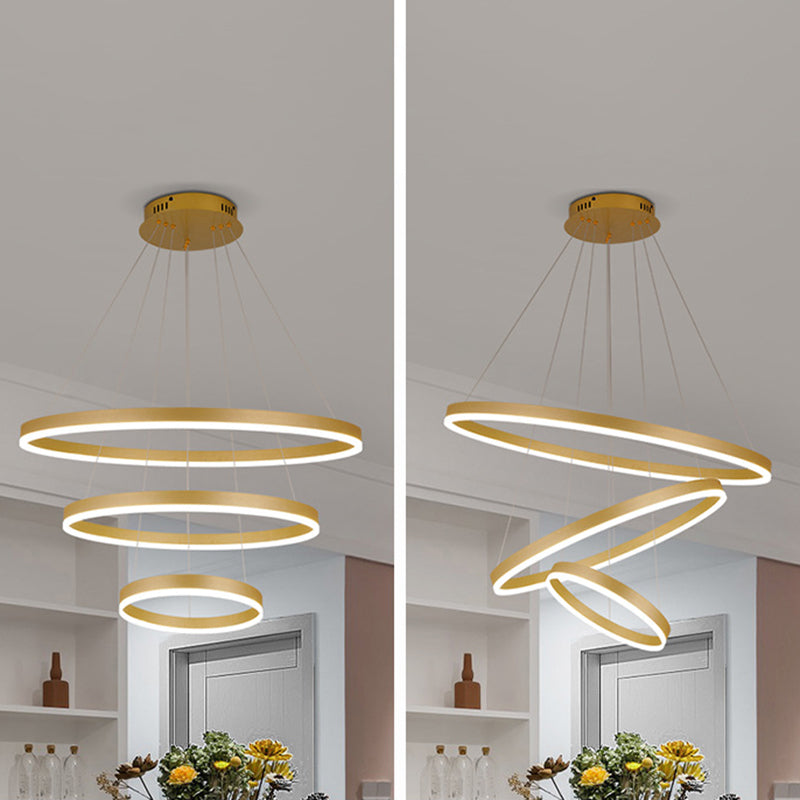 Anillo de 3 luces Luz de techo colgante de lámpara de lámpara de metal de estilo moderno