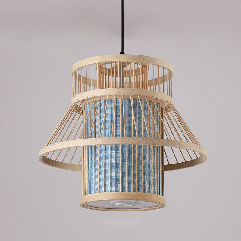 Japanese Pendulum Light Rattan 1-Light Hanging Ceiling Light for Dining Room