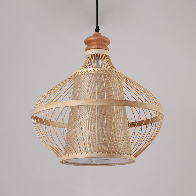 Japanese Pendulum Light Rattan 1-Light Hanging Ceiling Light for Dining Room