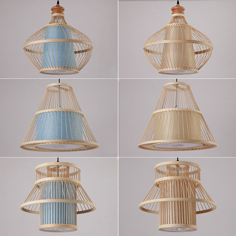 Japanese Pendulum Light Rattan 1-Light Hanging Ceiling Light for Dining Room