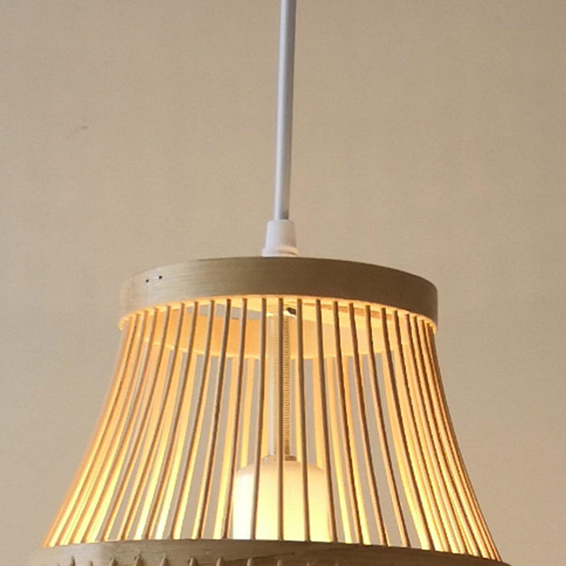 Asia Bamboo Hanging Ceiling Light 1-Light Spinning Top Ceiling Pendant Light