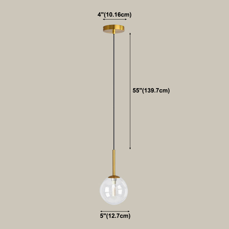 Glass Ball Pendant Lighting Fixtures Modern Style 1 Light Suspension Pendant