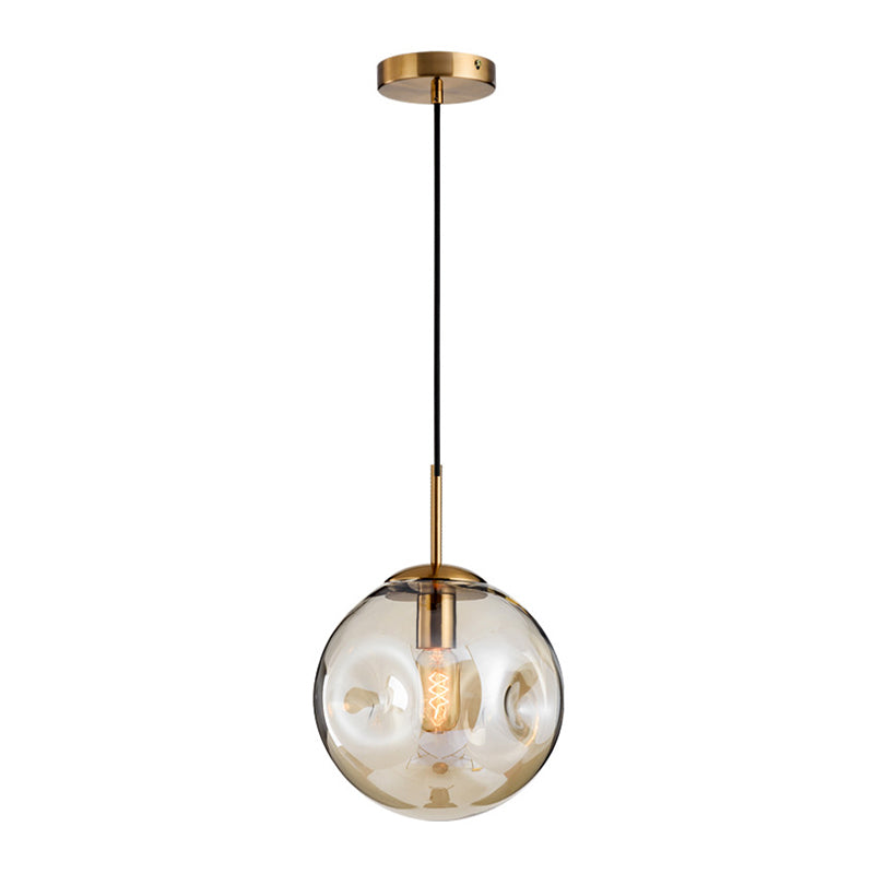 Modern Creative Single Pendant Light Electroplate Metal Globe Hanging Lamp with Glass Shade