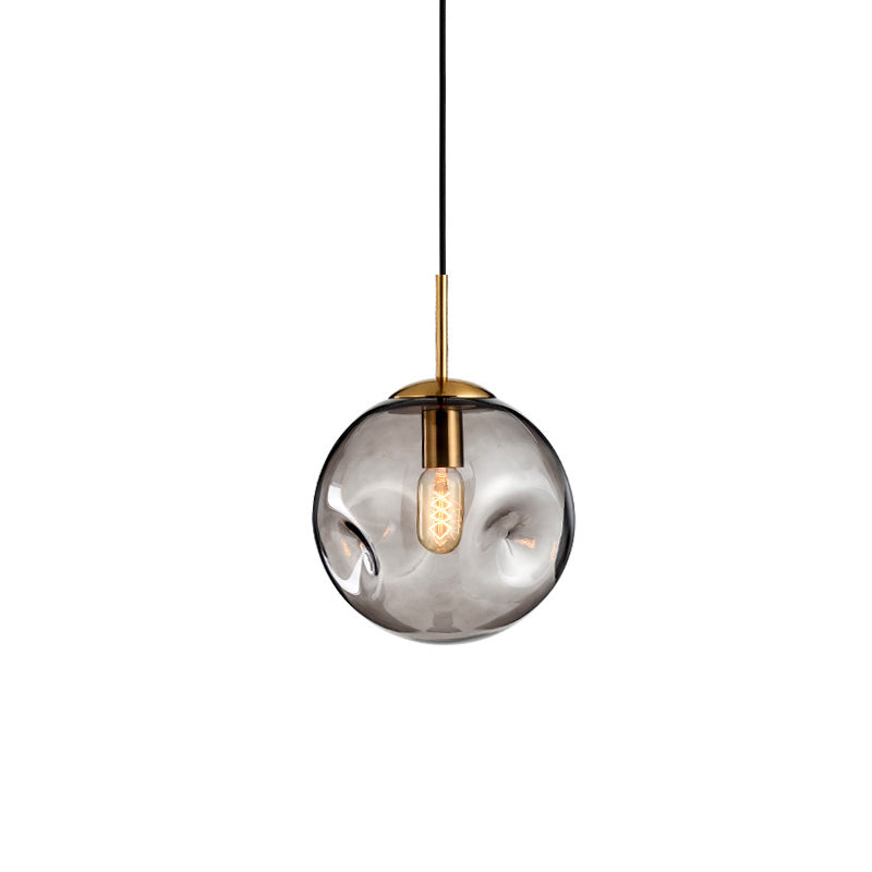 Modern Creative Single Pendant Light Electroplate Metal Globe Hanging Lamp with Glass Shade