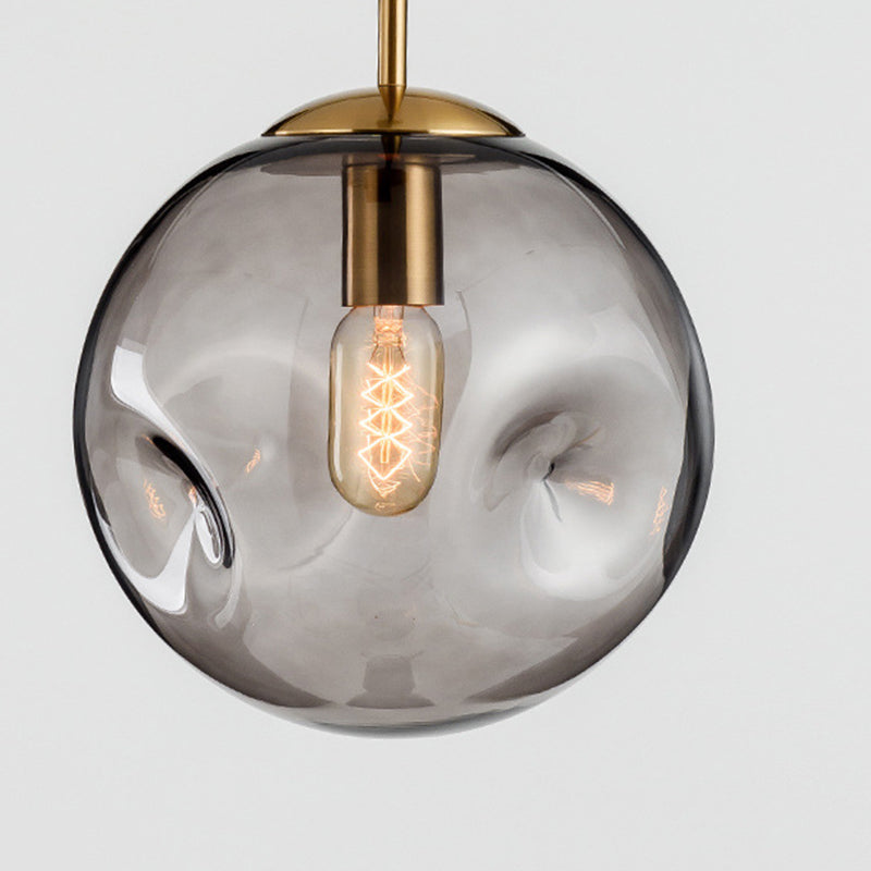 Modern Creative Single Pendant Light Electroplate Metal Globe Hanging Lamp with Glass Shade
