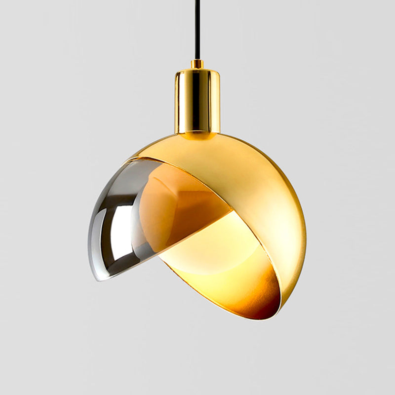 Glass Gold Hanging Lamp in Modern Artistic Style Wrought Iron Globe Pendant Light for Dining Room