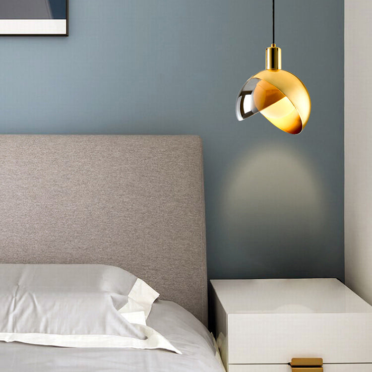 Glass Gold Hanging Lamp in Modern Artistic Style Wrought Iron Globe Pendant Light for Dining Room