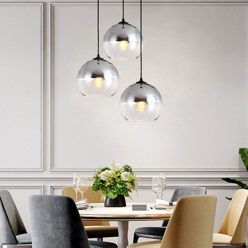 Wrought Iron Indoor Hanging Lamp in Modern Creative Style Globe Glass Pendant Light for Dining Room