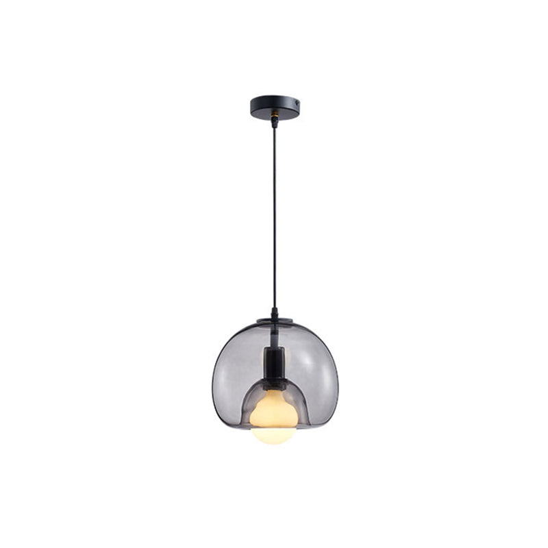 Glass Black Hanging Lamp in Modern Creative Style Lacquered Iron Globe Pendant Light for Dining Room
