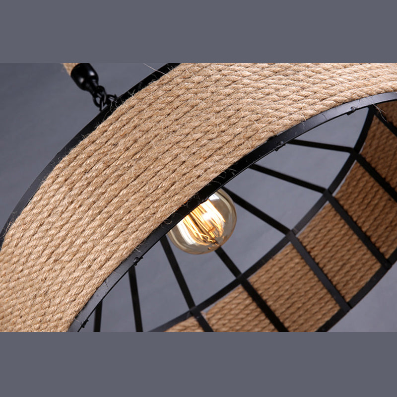 Industrial Rope Commercial Pendant Lighting Drum 1-Light Pendant Ceiling Lights