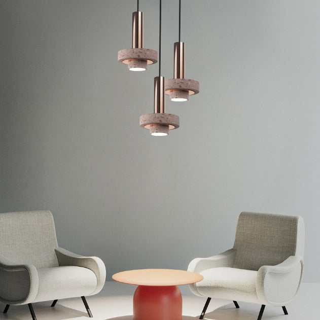 Luce cilindrica a sospensione cilindrica di pietra Light a 1 luce moderna di ciondolo commerciale a sospensione