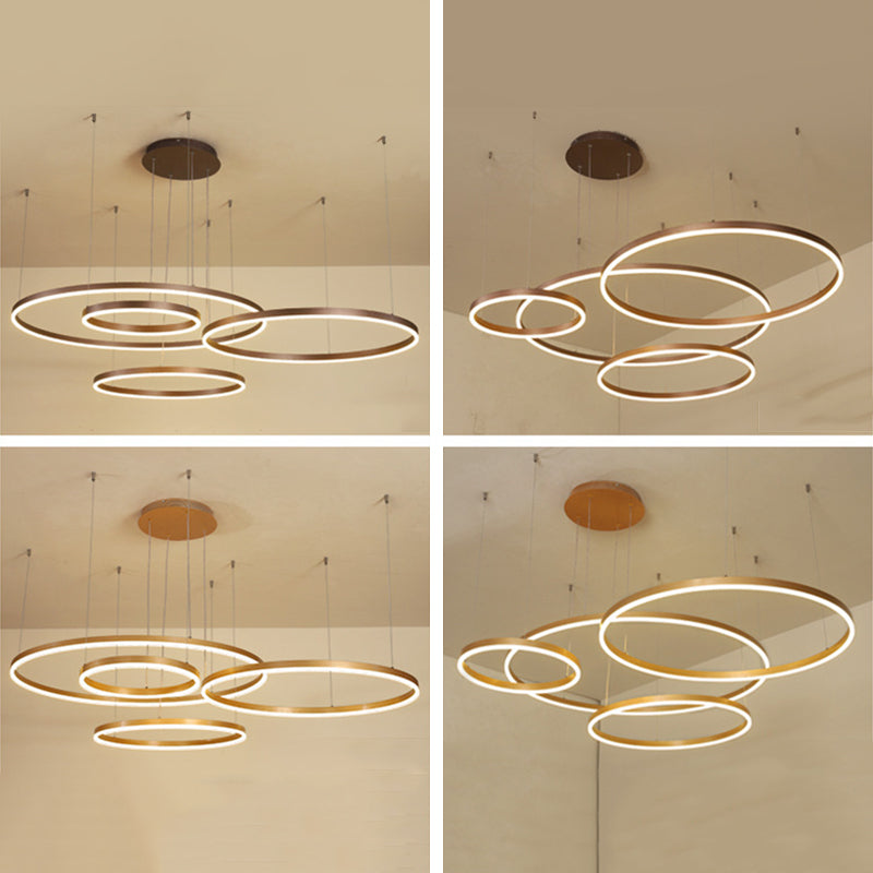 Lampada a sospensione a sospensione in metallo multi -luci livelli di illuminazione a sospensione in stile moderno