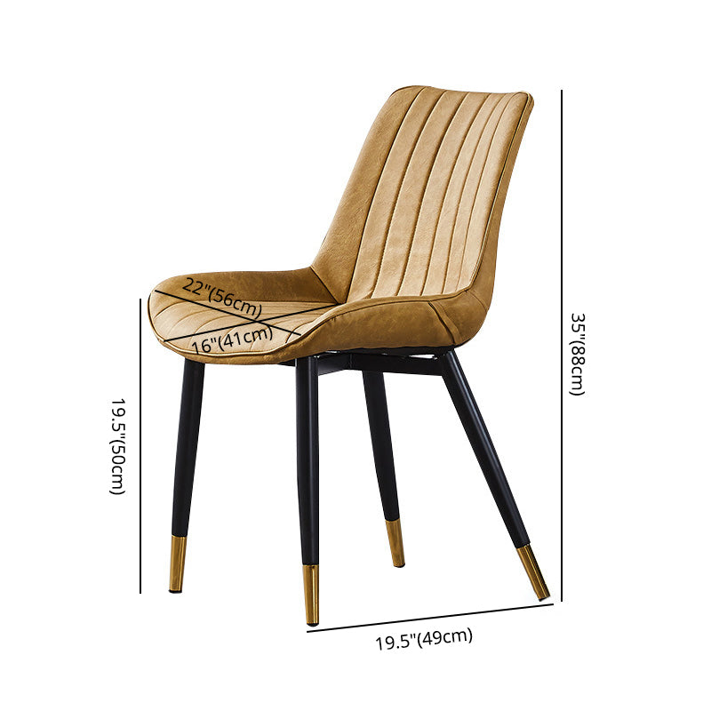 Contemporary Kitchen Dining Side Chair Leather Solid Back Chairs with Metal Legs