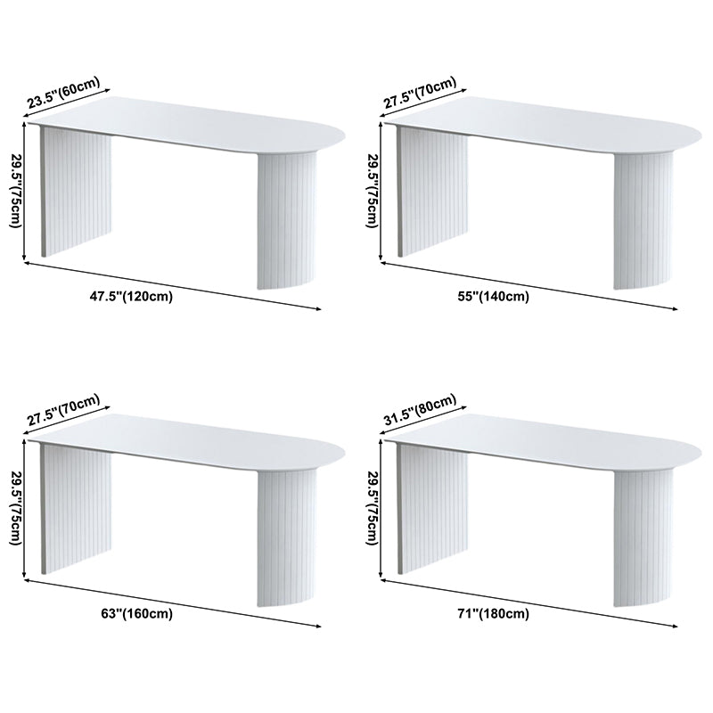 Mesa de comedor de forma irregular blanca, mesa isla de madera con pedestal doble para restaurante