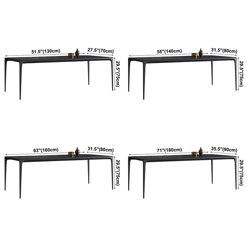 Sintered Stone Black Dining Table Modern Style 4 Legs Table for Dining Room