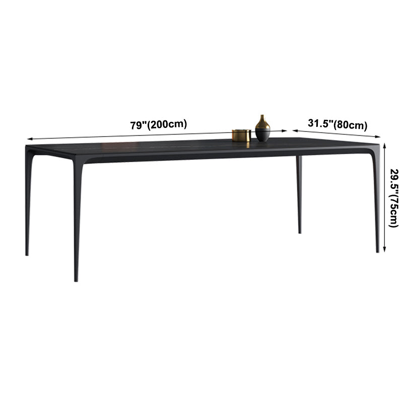 Sintered Stone Black Dining Table Modern Style 4 Legs Table for Dining Room