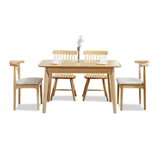 Mesa de comedor rectangular de madera de goma moderna mesa de madera maciza en color de madera