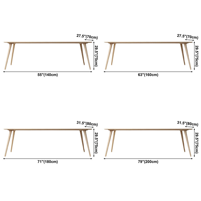 Rectangle Pine Solid Wood Table Modern Dining Table with 4 Legs for Restaurant