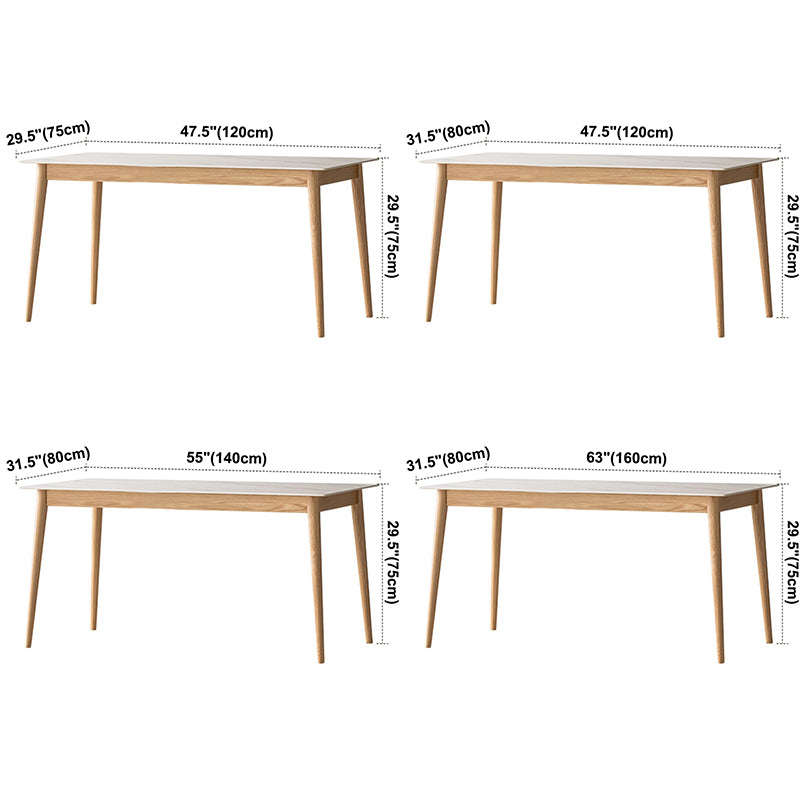Mesa de comedor de piedra sinterizada moderna Mesa rectangular con madera maciza de cuatro patas