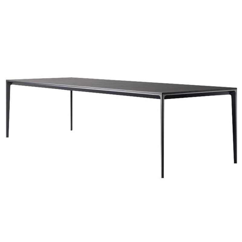 Simplicidad Mesa de comedor de piedra sinterizada Mesa rectangular con cuatro patas metálicas