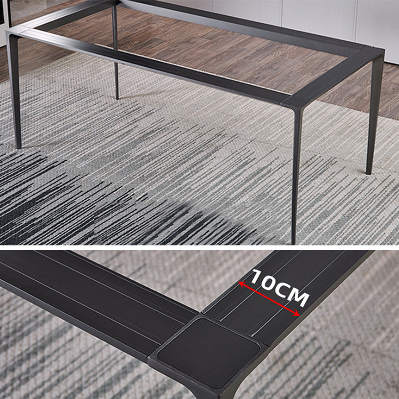 Simplicidad Mesa de comedor de piedra sinterizada Mesa rectangular con cuatro patas metálicas