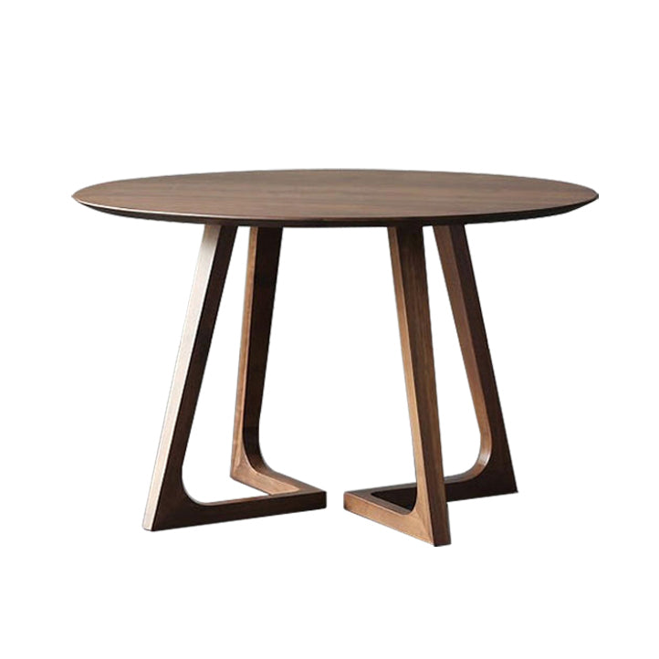 Moderne stijl massief houten eettafel dubbele voetstuktafel voor keukenhuis