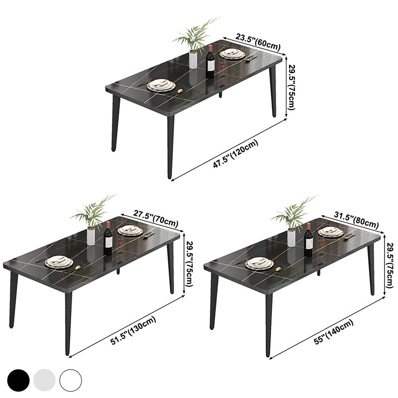 Minimalistischer rechteckiger Küchen-Esstisch aus gesintertem Stein, Standard-Esstisch mit 4 Beinen