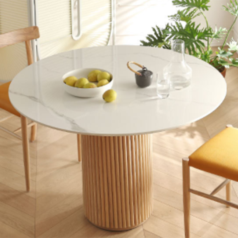 Solid Wood Pedestal Dining Site Table Simplicity Style Round Dinette Table