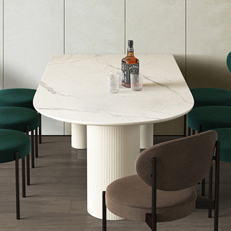 Metal Contemporary Free Form Dining Table Marble Top Table for Dining Room and Kitchen