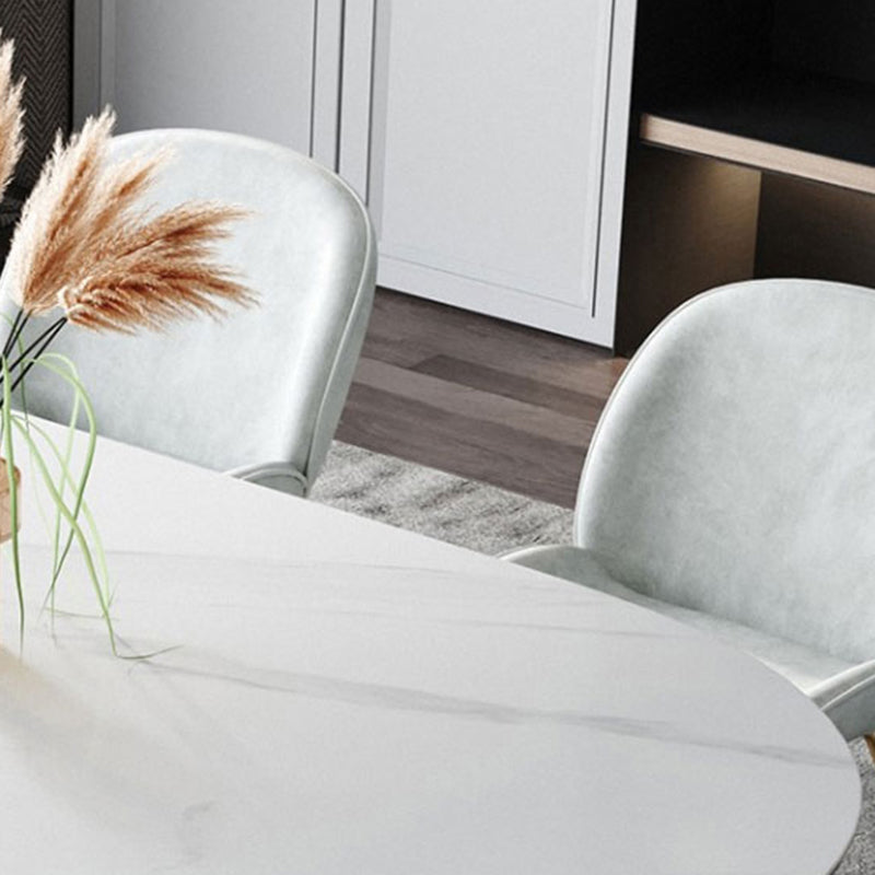 Metal Contemporary Free Form Dining Table Marble Top Table for Dining Room and Kitchen