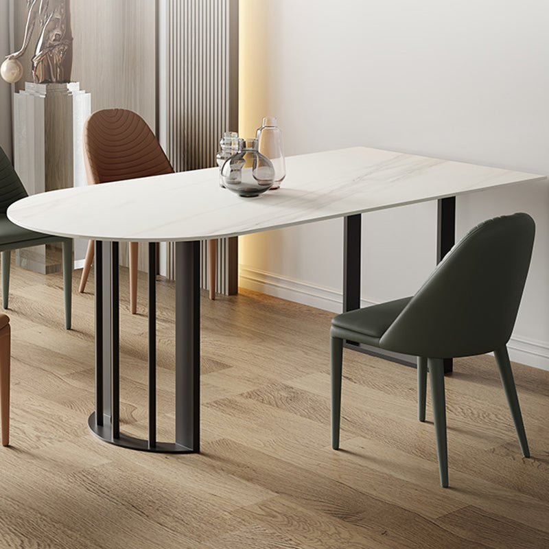 Onregelmatige eettafel van gesinterd steen Moderne eilandtafel met wit/zwart dubbel voetstuk