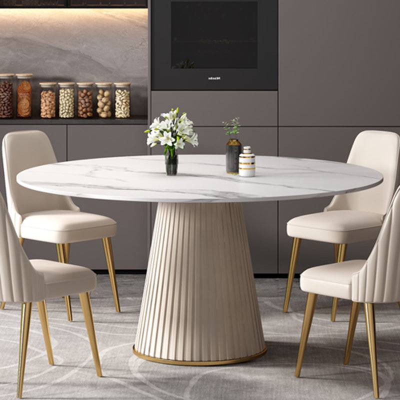 Stone Pedestal Table Contemporary Round Dining Table for Dinner Kitchen Home