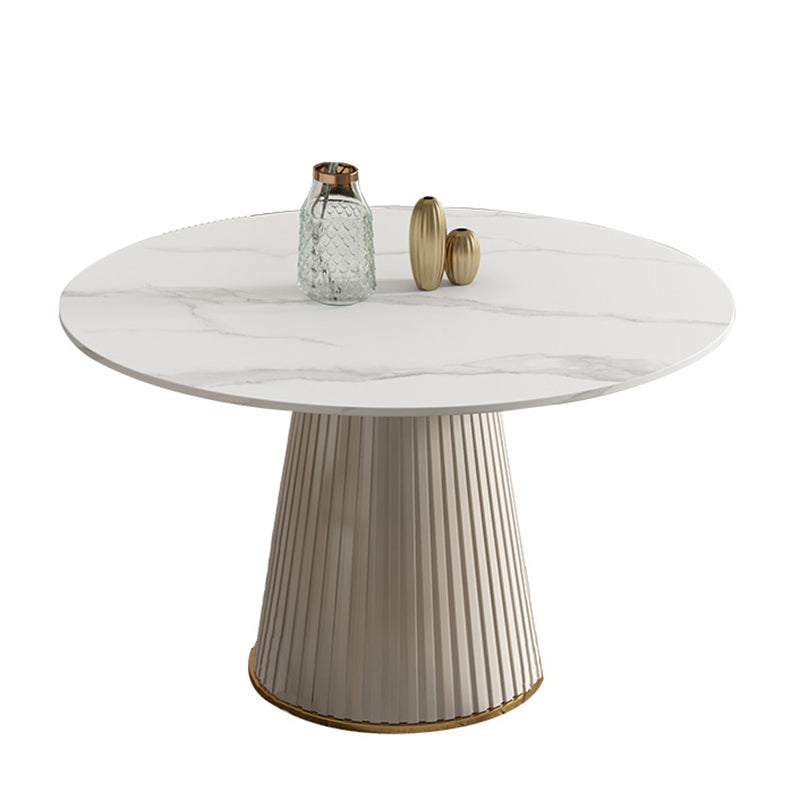 Stone Pedestal Table Contemporary Round Dining Table for Dinner Kitchen Home