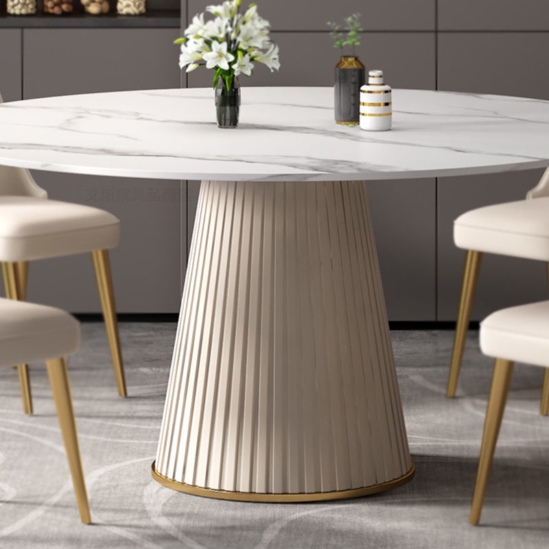 Stone Pedestal Table Contemporary Round Dining Table for Dinner Kitchen Home