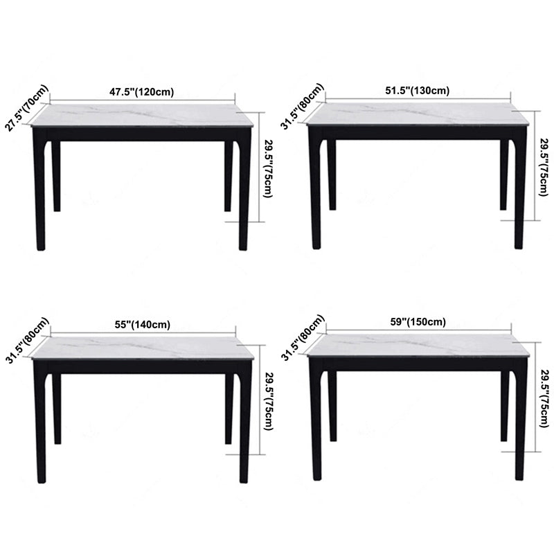 Modern Sintered Stone Dining Table Rectangular Table with Wood Four-leg