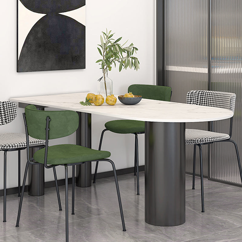 Mesa de piedra sinterizada de forma libre de metal moderno para comedor y cocina