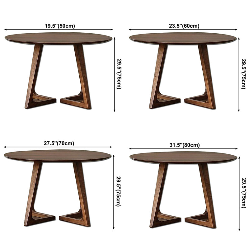 Contemporary Style Round Solid Wood Table Sled Base Dining Table for Home