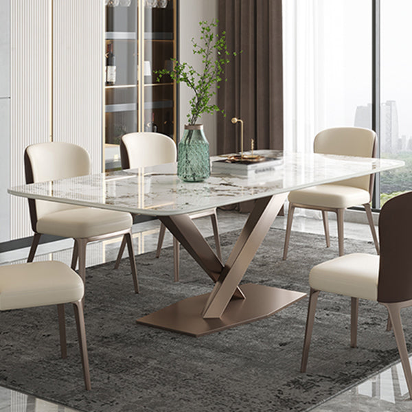 Metaal eigentijdse rechthoekige eettafel gesinterde stenen tafel voor eetkamer en keuken