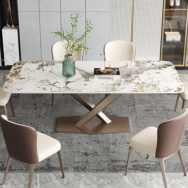 Metaal eigentijdse rechthoekige eettafel gesinterde stenen tafel voor eetkamer en keuken