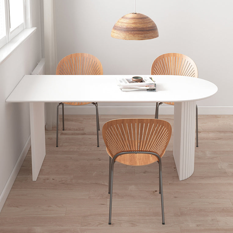 Mesa de comedor de piedra sinterizada contemporánea de metal para comedor para comedor y cocina